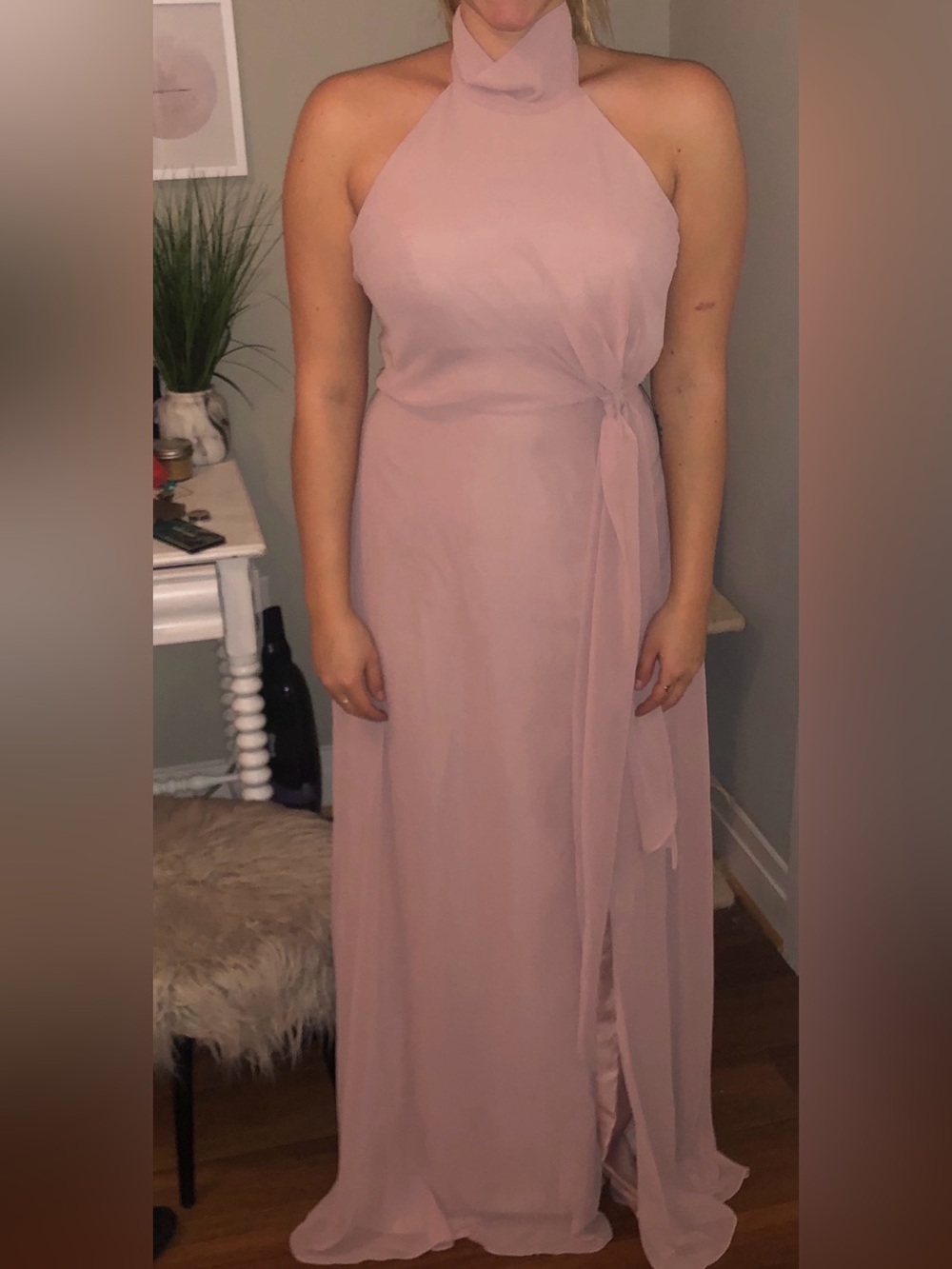 Jenny Yoo Whipped Apricot Halter Maxi Dress